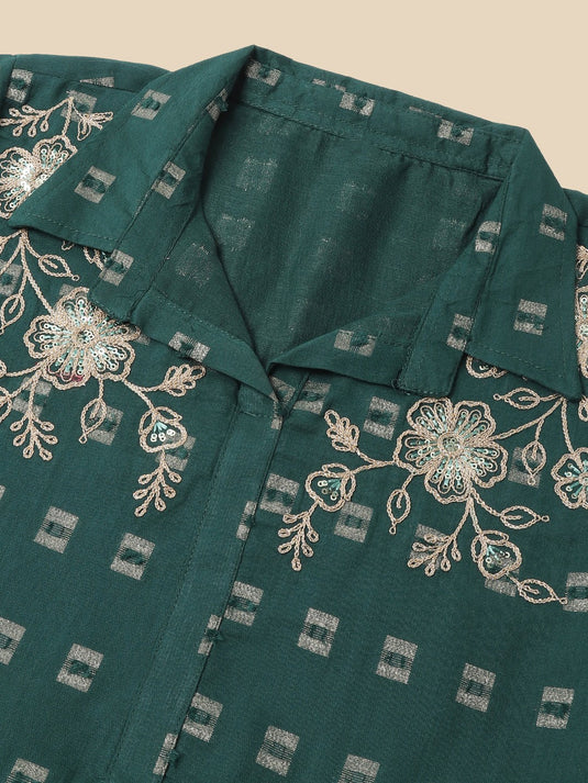 Geometric Printed Embroidered Organic Cotton Tunic With Trouser Co-ords